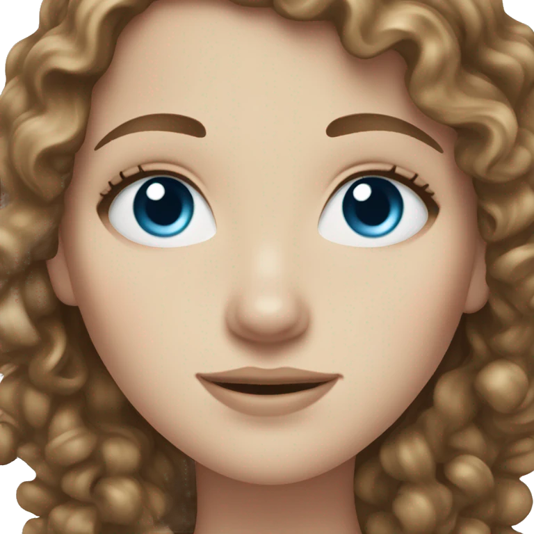 Pale white girl brown curly hair and blue eyes emoji