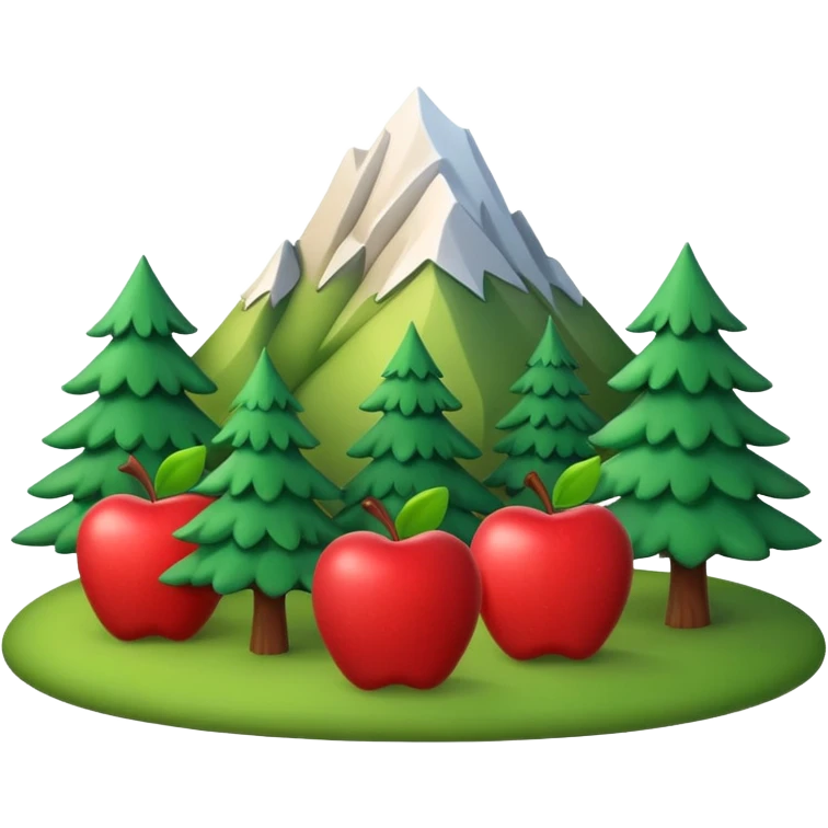 Washington state I’m 3d apple emoji style with cute pop out trees and mountains emoji