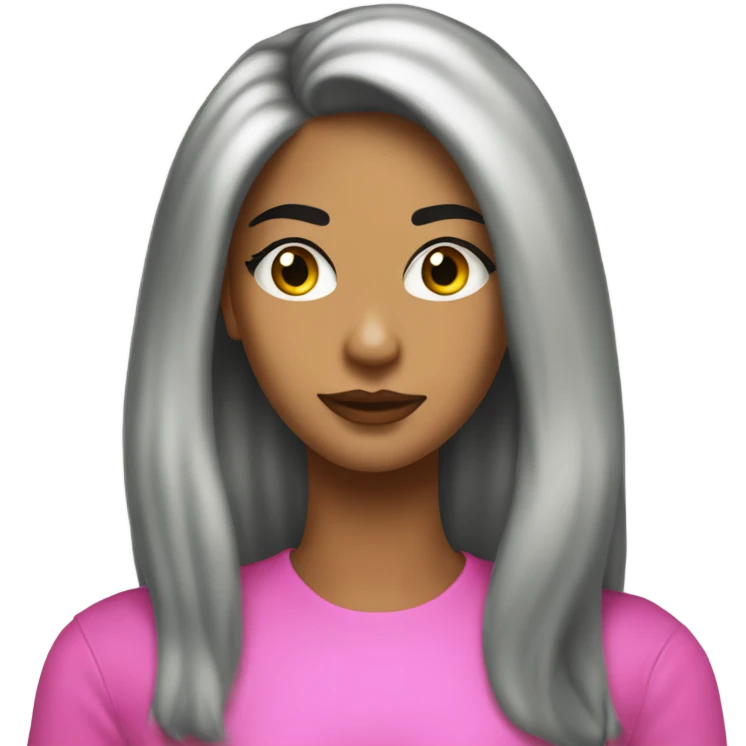 Tanned woman with long black hair dressed in Y2K preppy hair, makeup, and neon attire emoji