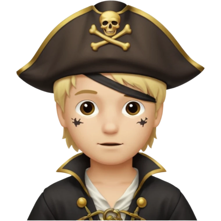 boy with blond hair that is dressed as a pirate emoji