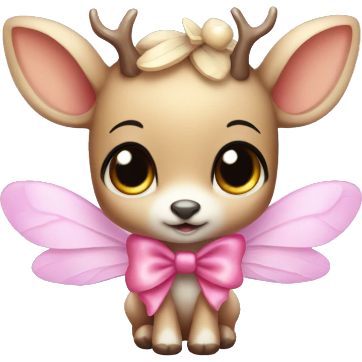 baby deer with fairy wings and a pink bow around its neck  emoji