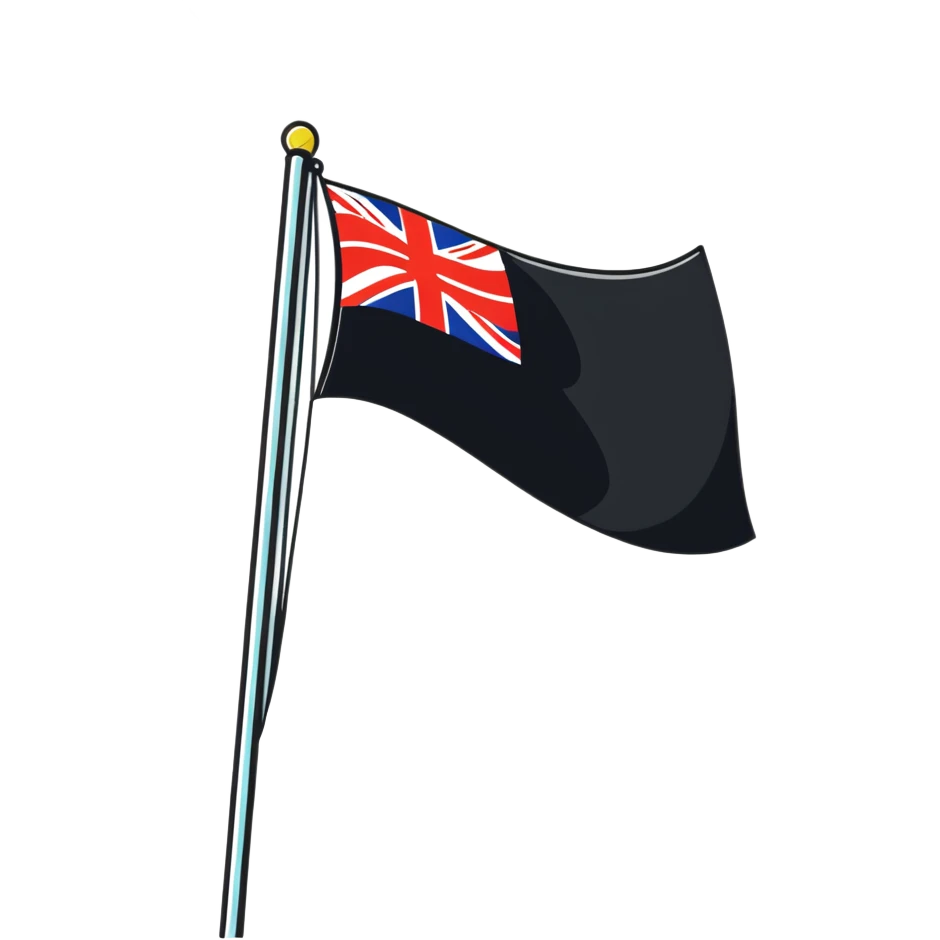 A colorful flag fluttering on a tall flagpole emoji
