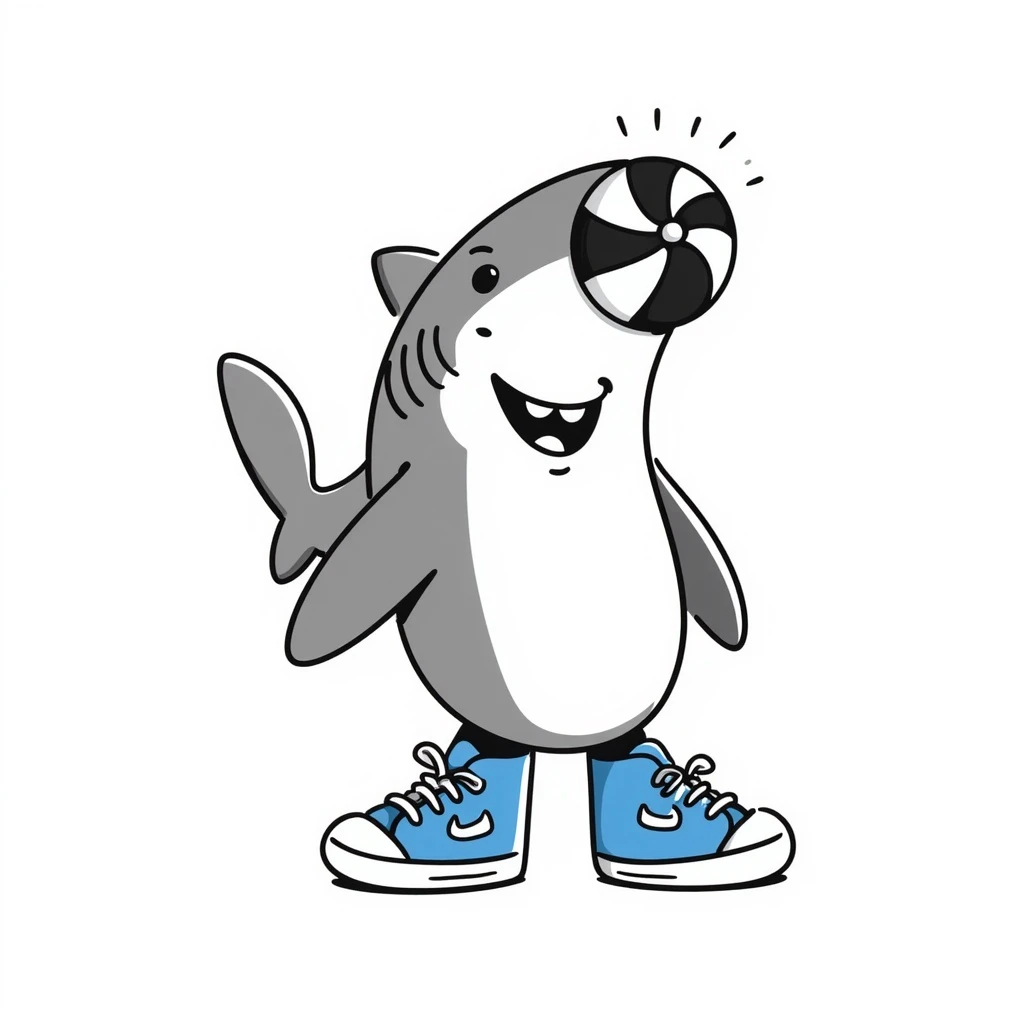 a shark wearing blue Nike shoes emoji