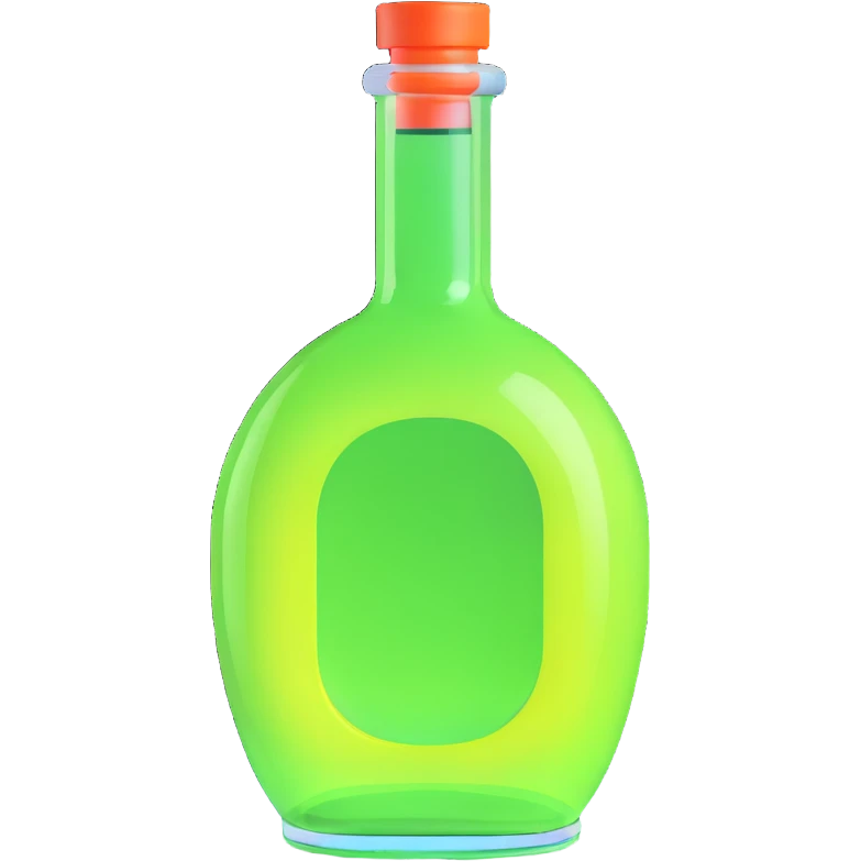 a blue motion tiled to the left, with a round glass bottle no handle, neon  emoji