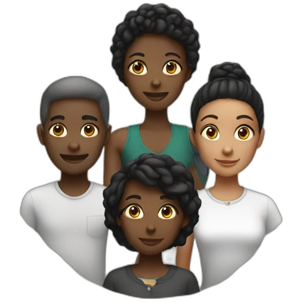 4 black people around a girl emoji