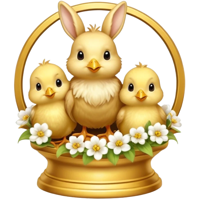 spring trophy with baby chicks and bunnies emoji