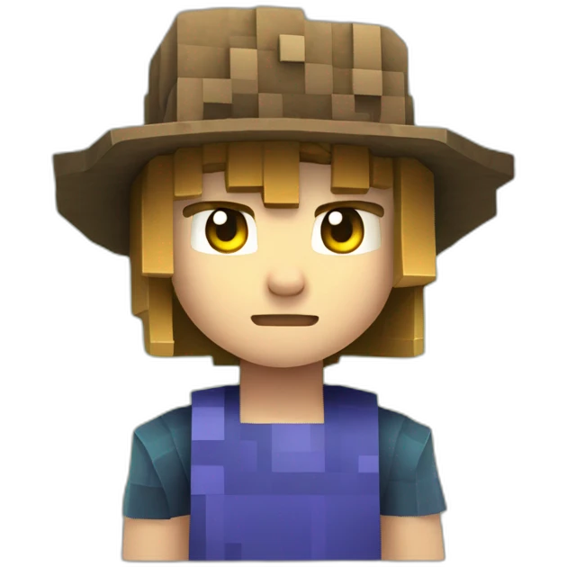 young boy in a Minecraft Creeper hat with neck-length shaggy light brown hair emoji