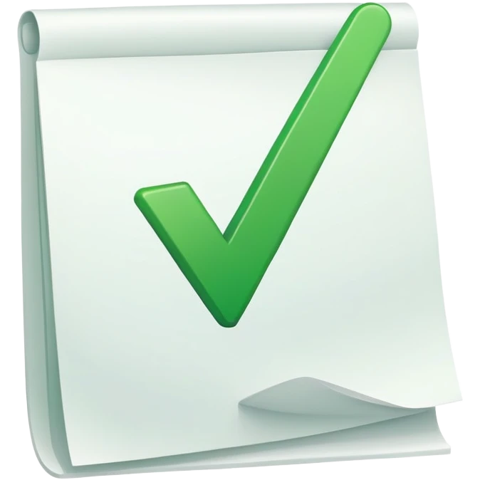 checkmark on completed document, job finished emoji