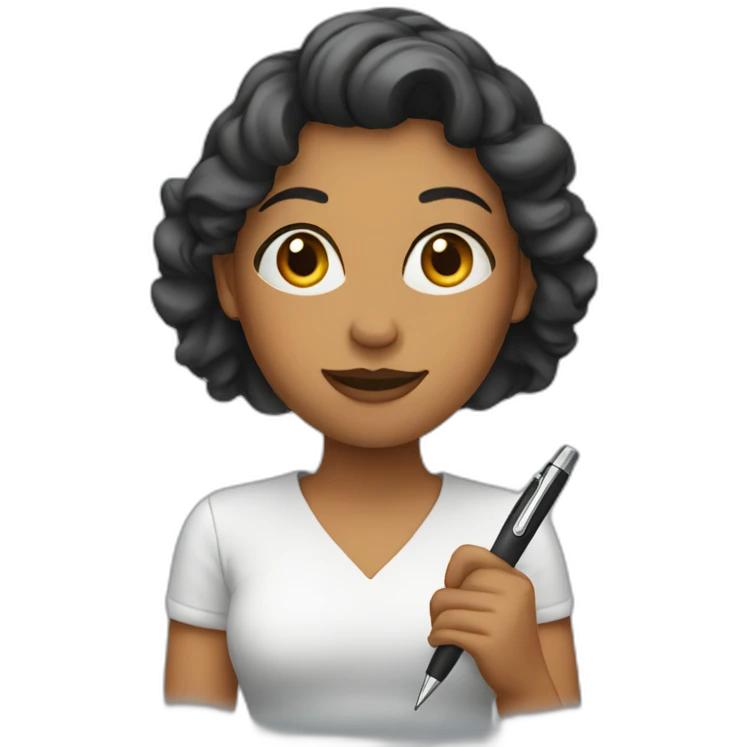 woman holding pen emoji