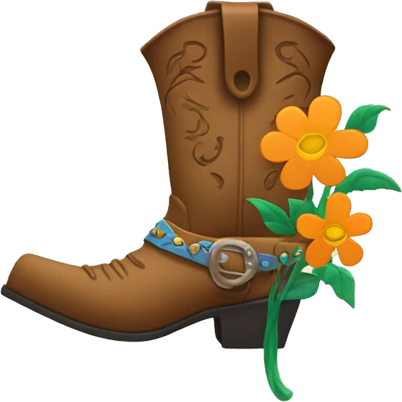 Cowboy boot with flowers growing out of it emoji
