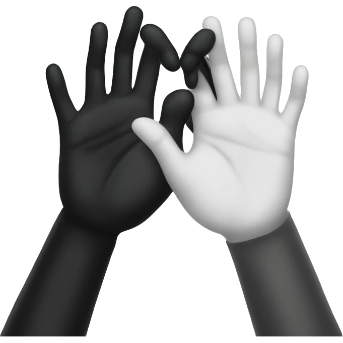 White hand and black hand making a heart emoji