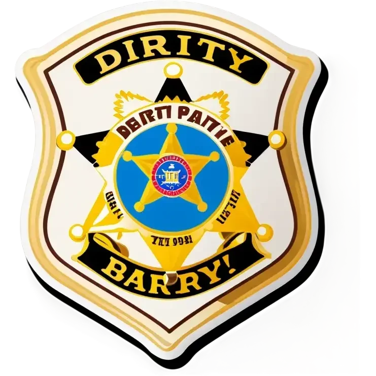A sheriff badge that says Dirty Barry emoji