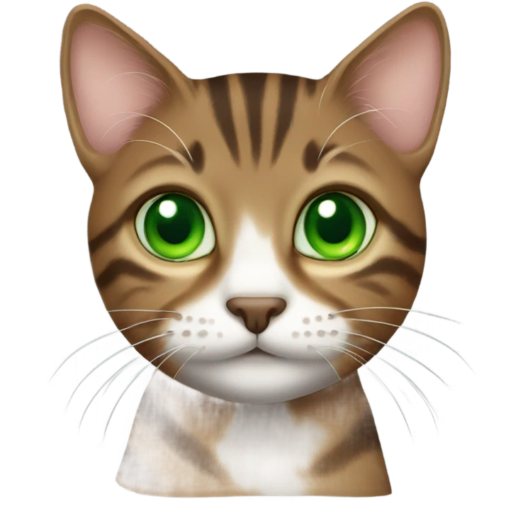 Brown tabby cat with green eyes emoji