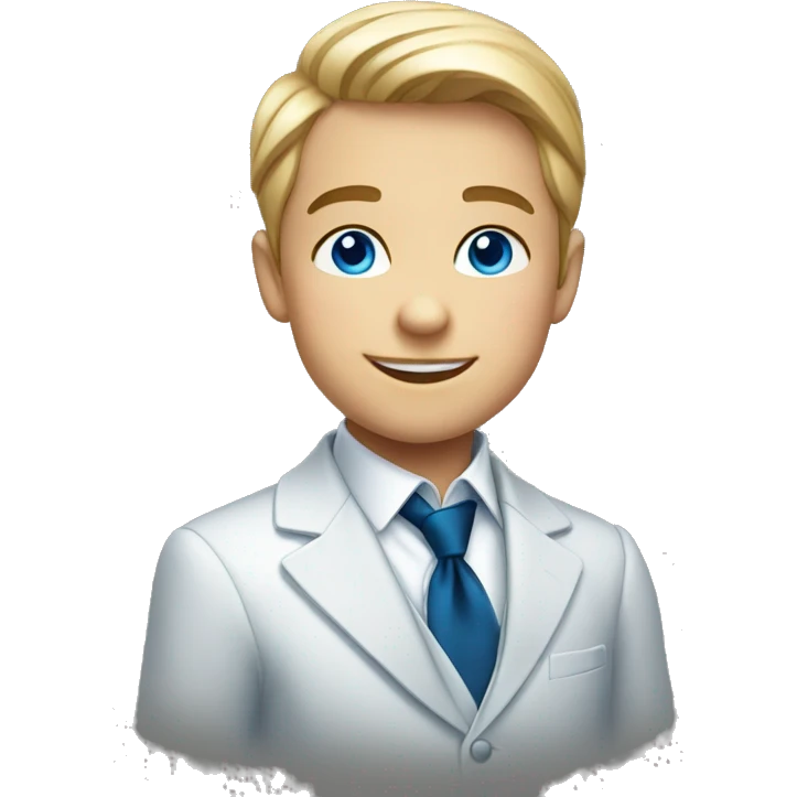 smiling boy in formal attire and blue eyes emoji