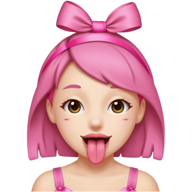 Winky face with tongue out with a small pink ribbon on head emoji