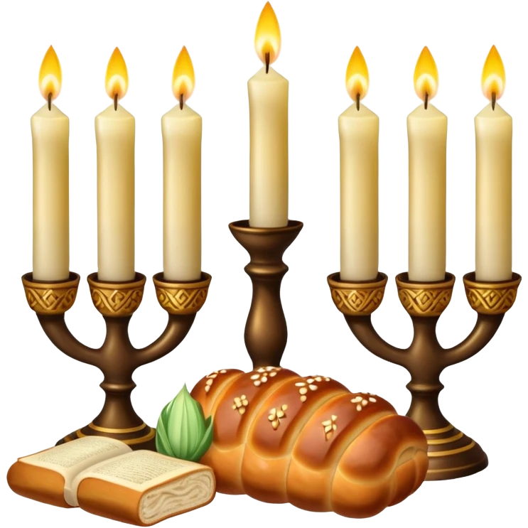 shabbat set of candles challah and kiddish cut emoji