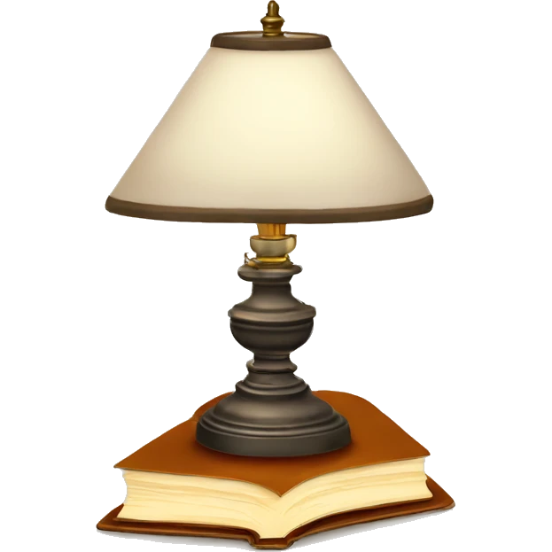 vintage lamp with open book emoji
