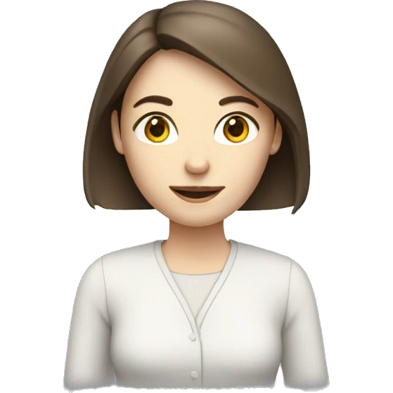 Pale brunette woman holding tablet emoji