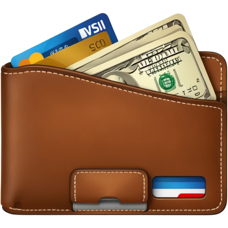 portefeuille marron avec billet et carte bancaire emoji