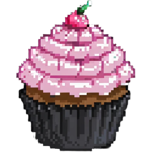 cupcake with pink icing, simple design emoji