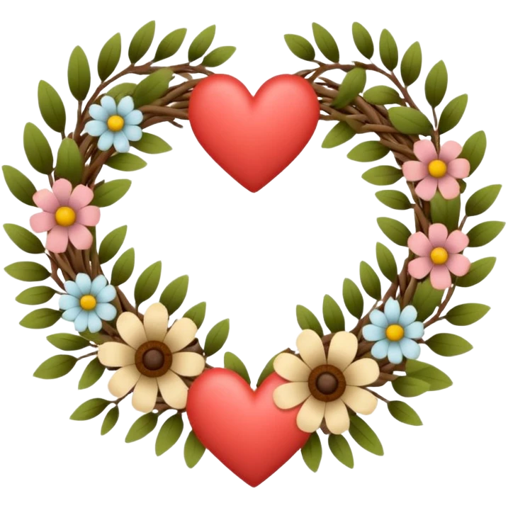 nature wreath heart, boho beautiful  emoji