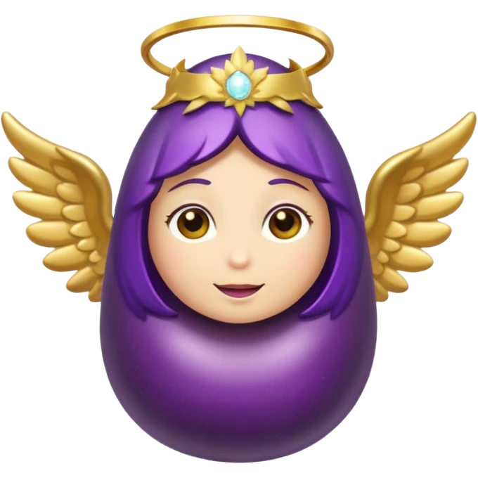 Original eggplant emoji wearing an angel halo emoji