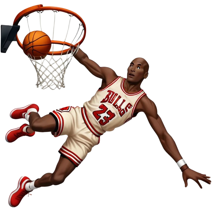 Michael Jordan dunks the ball into the hoop emoji