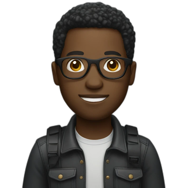 black man with a camera and glasses emoji
