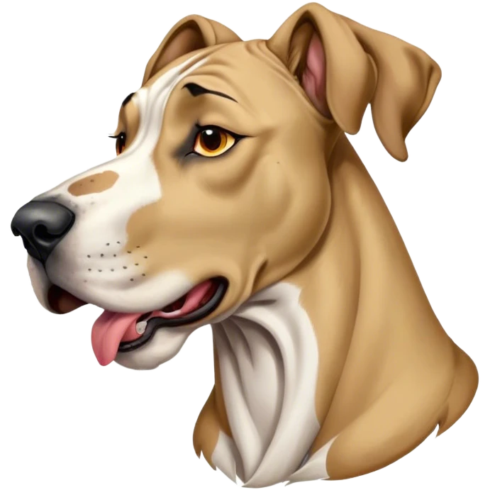 Cinematic Cute Yawning Fawn Great Dane Portrait Emoji, Head tilted slightly with a dramatic, wide-open yawn, revealing a smooth fawn coat with a refined texture, floppy ears slightly drooping, round amber eyes barely open in drowsy contentment, Simplified yet irresistibly adorable features, highly detailed, glowing with a soft, cozy glow, high shine, relaxed yet expressive, stylized with a touch of whimsy, bright and endearing, soft glowing outline, capturing the essence of a sleepy yet affectionate guardian, so drowsy it feels like it could stretch out of the screen and curl up for a nap! emoji