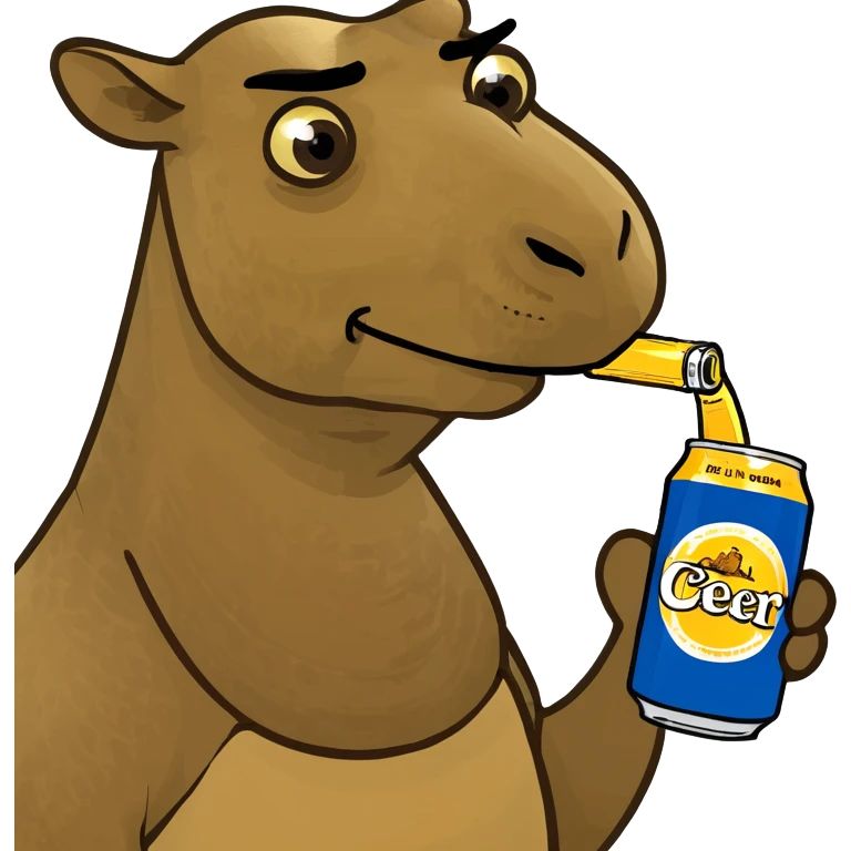 camel with big nuts holding a can of beer emoji