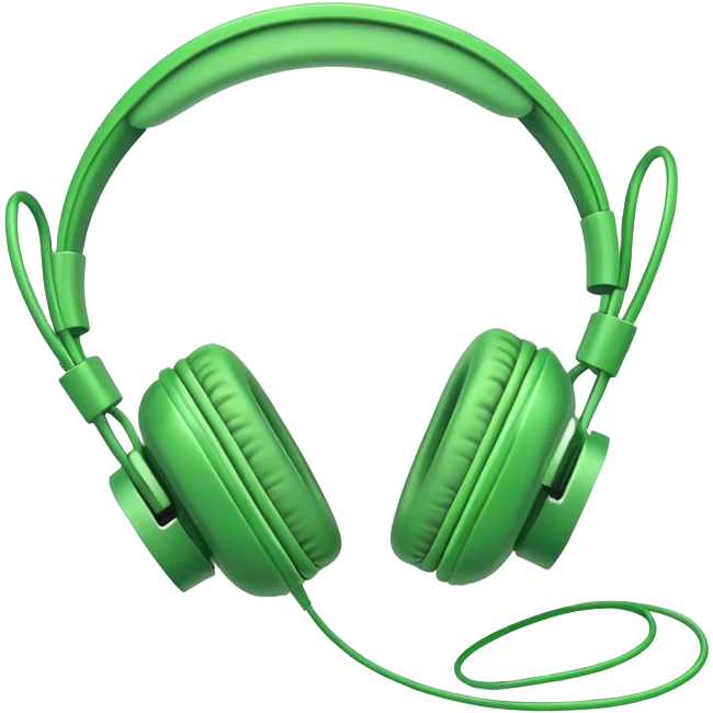 simple green headphones with one cord running down off the bottom edge emoji