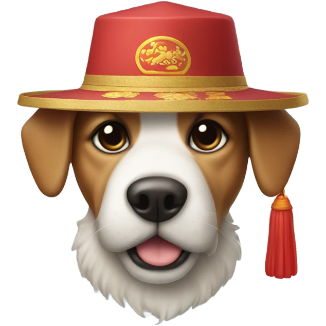 dog with a goatee and a chinese hat emoji