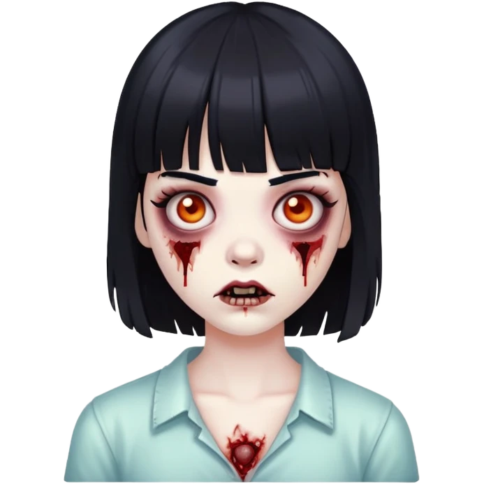 zombie girl with black hair and bangs emoji