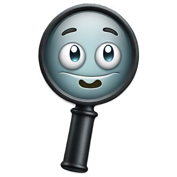 an emoji with a magnifying glass looking for something and thinking emoji