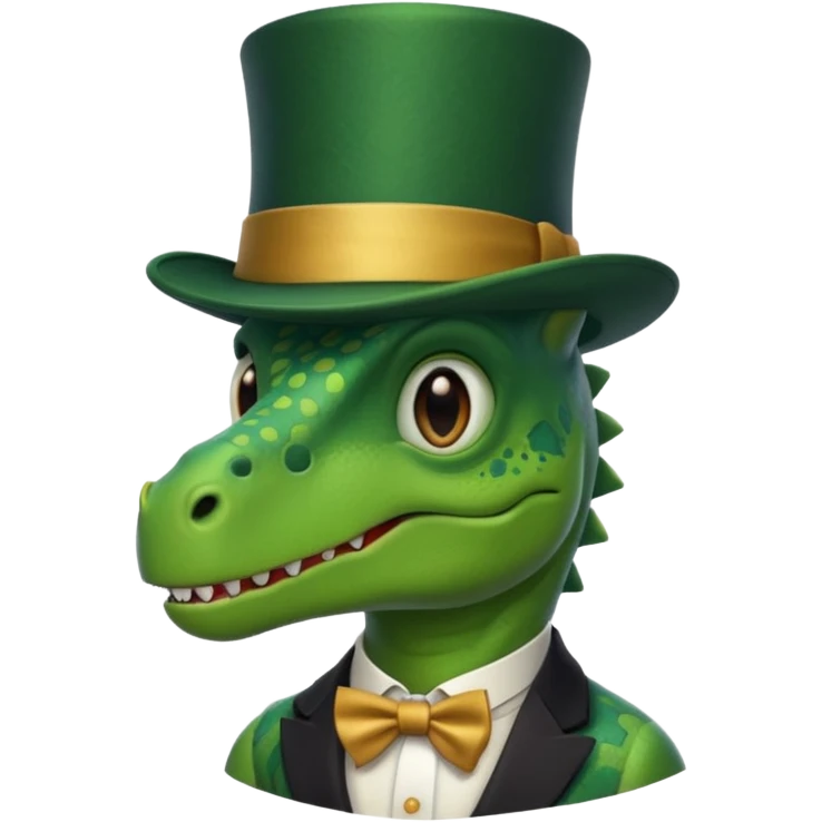 Dinosaur wearing top hat emoji