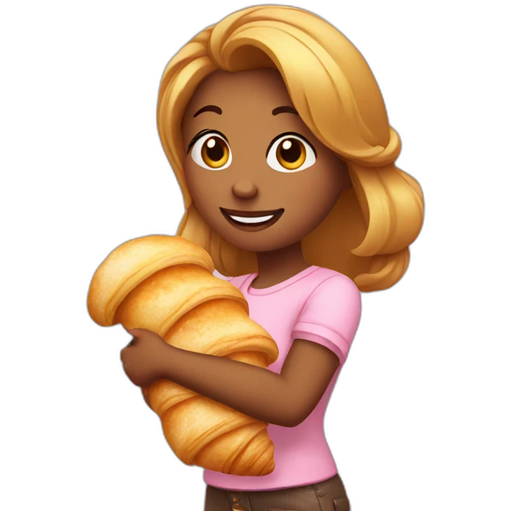 Cute girl with croissant  emoji