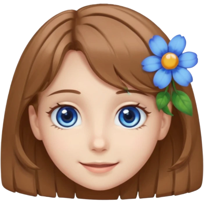 Neuro-Sam’s, AI Vtuber, light-brown hair, blue big round eyes, flor eyes. emoji