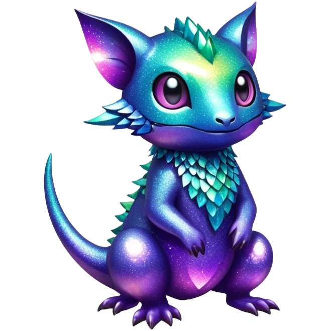 Dark Randomly-colored sparkly exotic Fakémon-creature emoji
