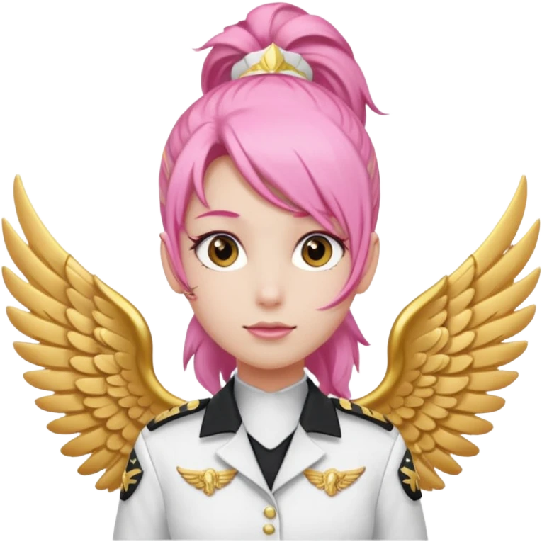 Commander Bloom – pink ponytail pilot in white uniform and gold wings emoji