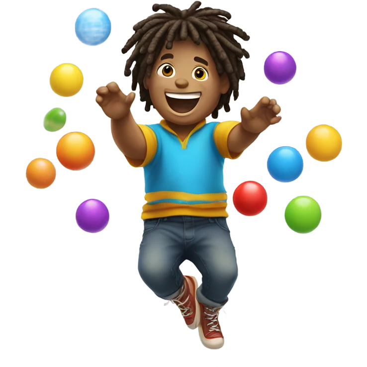 fat brown boy juggling with dreads emoji