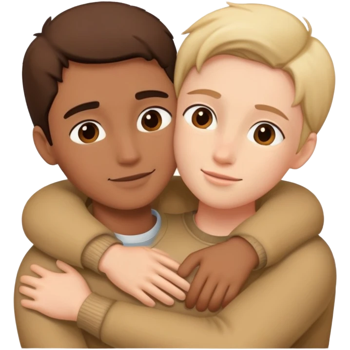 Two people embracing in a warm hug emoji