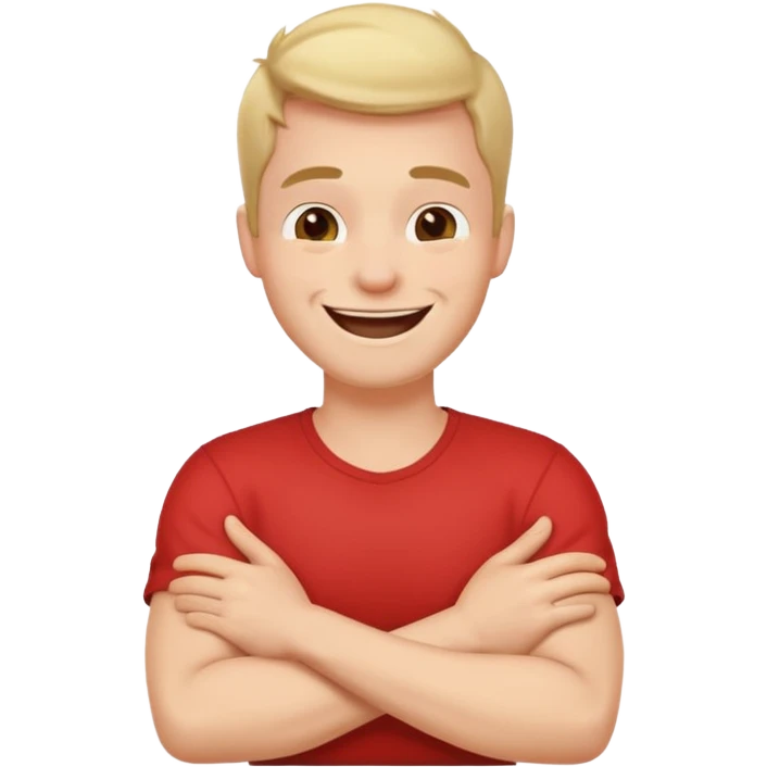 arms crossed holding neck laughing guy emoji