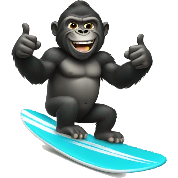 Gorilla surfing giving a thumbs up emoji