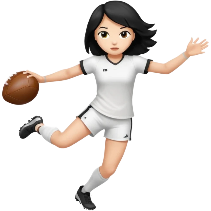 girl tha plays football black hair white emoji
