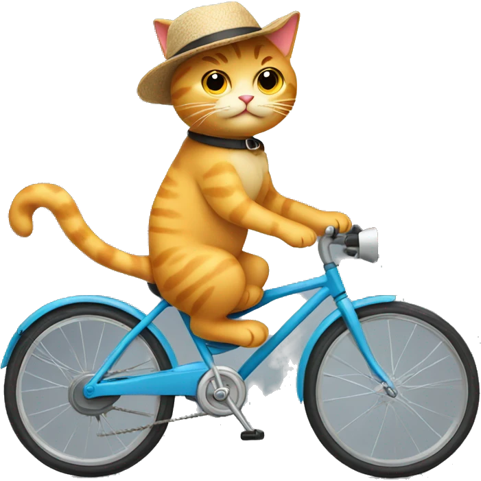 Cat wearing a hat riding a bike  emoji