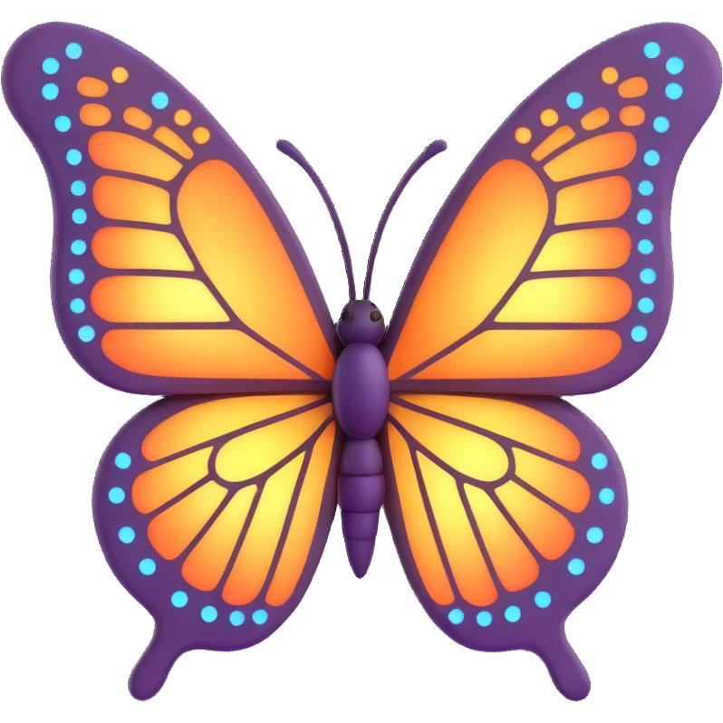 Add more magical dust, glowing and light effects as decoration behind the butterfly. Maintain the 3D cartoon, elegant, fantasy style with a transparent background. emoji
