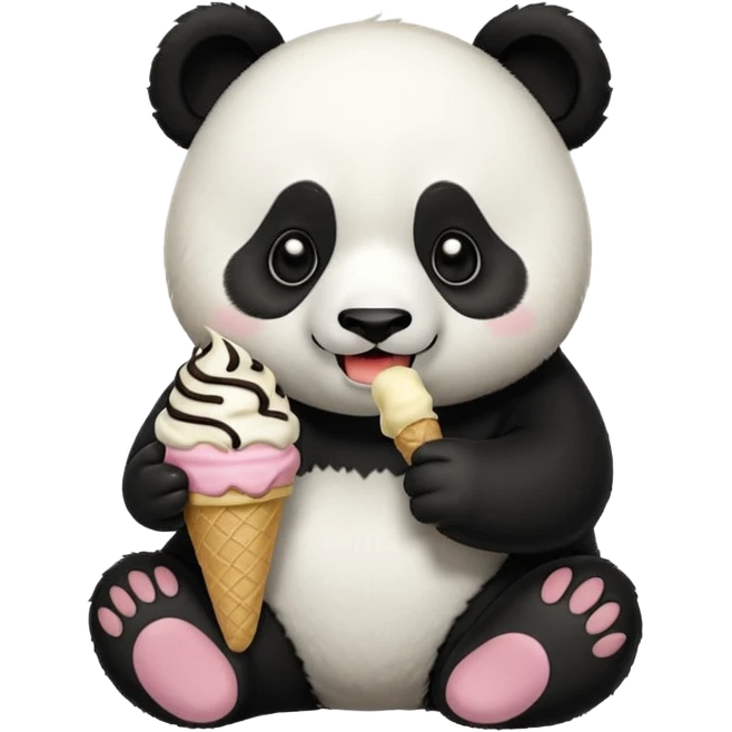 Panda eating ice cream emoji