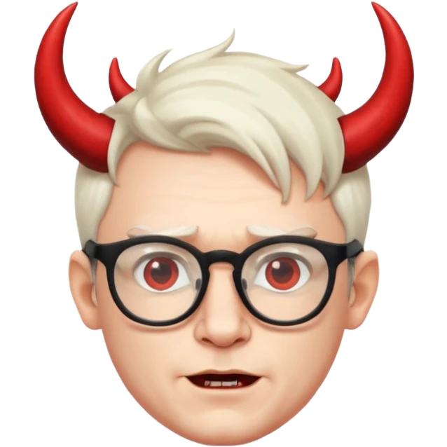 Short white male with glasses, devil  emoji