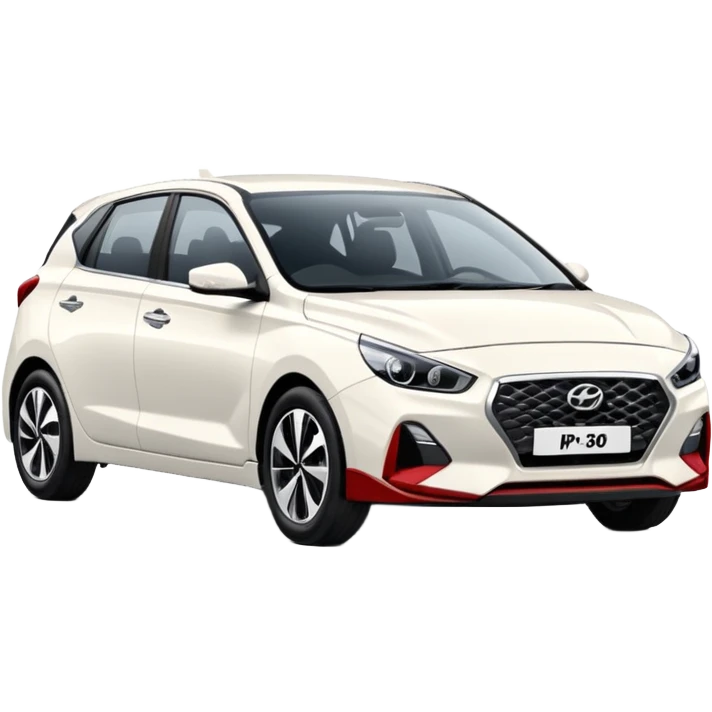 White Hyundai i30 and red Nissan np300 parked next to each other  emoji