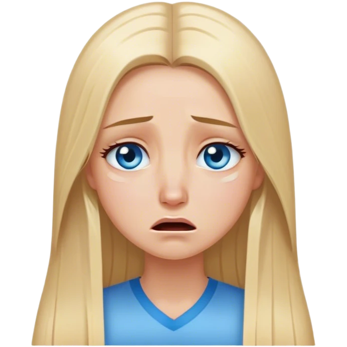 beautiful white girl with long straight blonde hair blue eyes crying  emoji